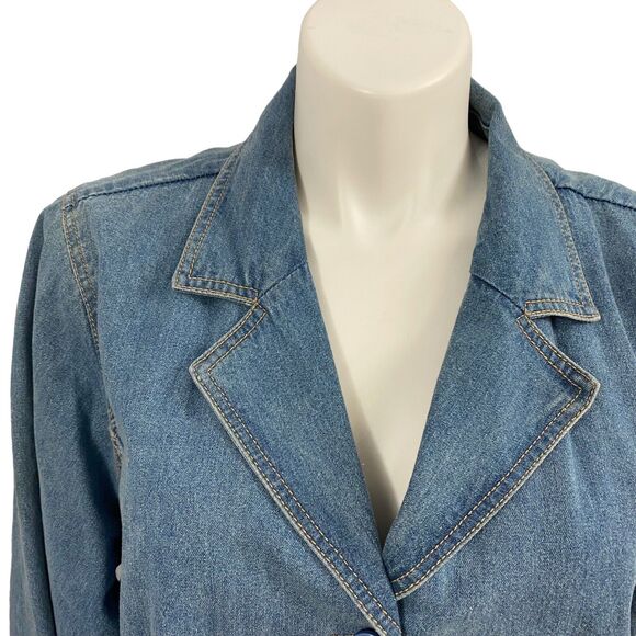 Denim & Co Blazer Womens 3x Blue Jacket Work Office Basic Festival Ranch America - Picture 15 of 16